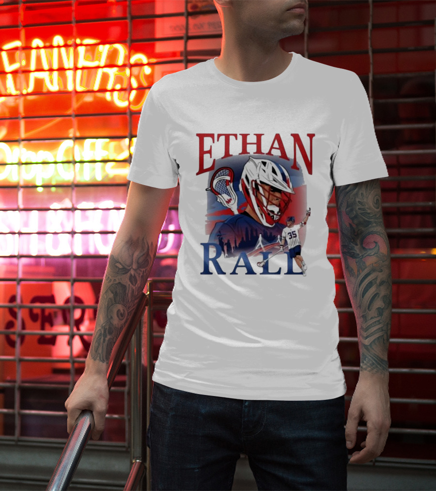Ethan Rall Lacrosse Helmet Player Illustration 35 T-Shirt