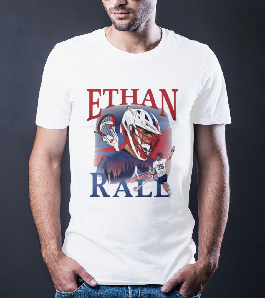 Ethan Rall Lacrosse Helmet Player Illustration 35 T-Shirt