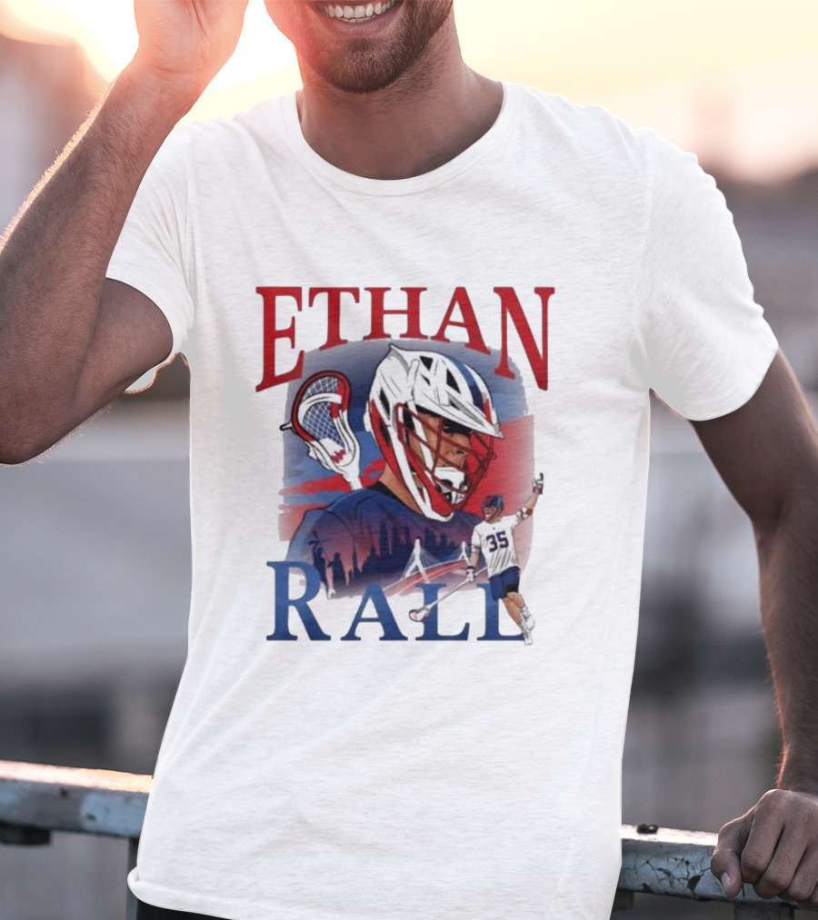 Ethan Rall Lacrosse Helmet Player Illustration 35 T-Shirt