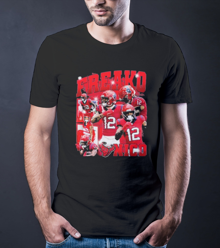Houston Freako Nico 12 Football Player Collage T-Shirt