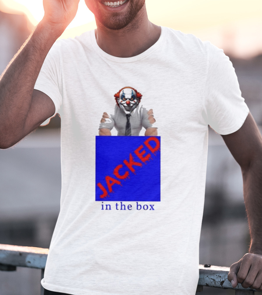 JACKED In The Box Clown Concept With Red-Blue Contrast T-Shirt