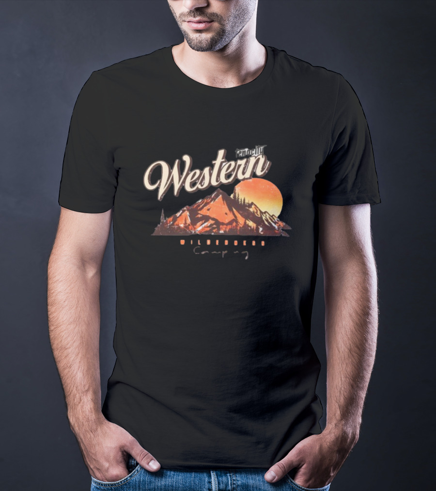 Western Wilderness Camping Sunset Mountain Scene T-Shirt