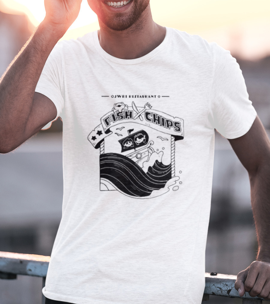 Jwri Restaurant Fish Chips Boat Adventure Waves T-Shirt