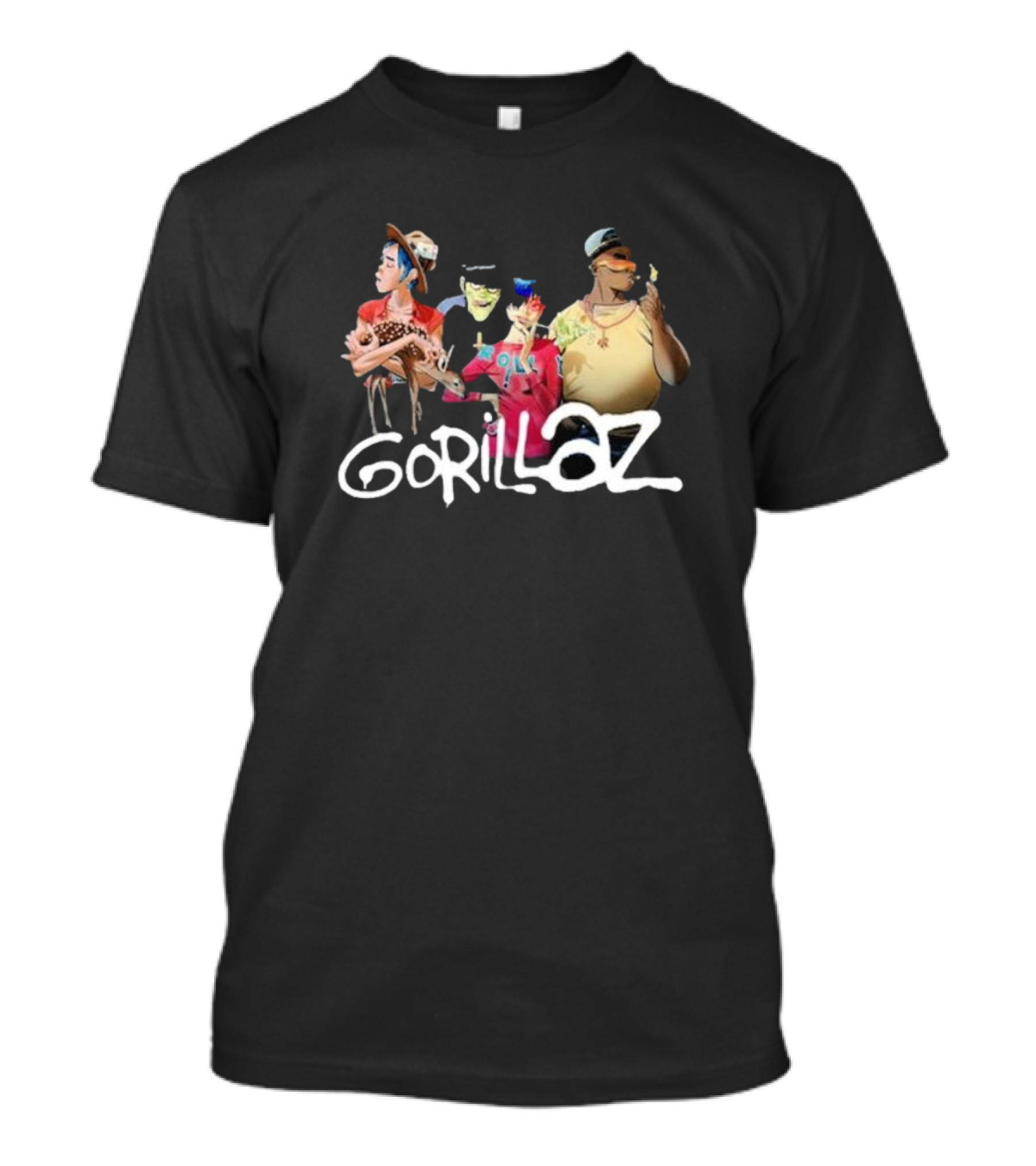 Gorillaz Band Characters With Deer Stonewashed T-Shirt