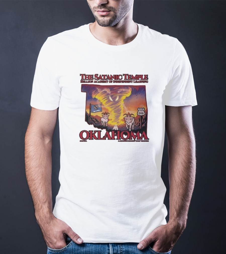 The Satanic Temple Campaign Oklahoma Route 666 Tornado Goats T-Shirt