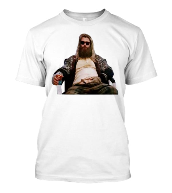 Marvel Avengers Endgame Fat Thor Sitting Relaxed With Drink T-Shirt