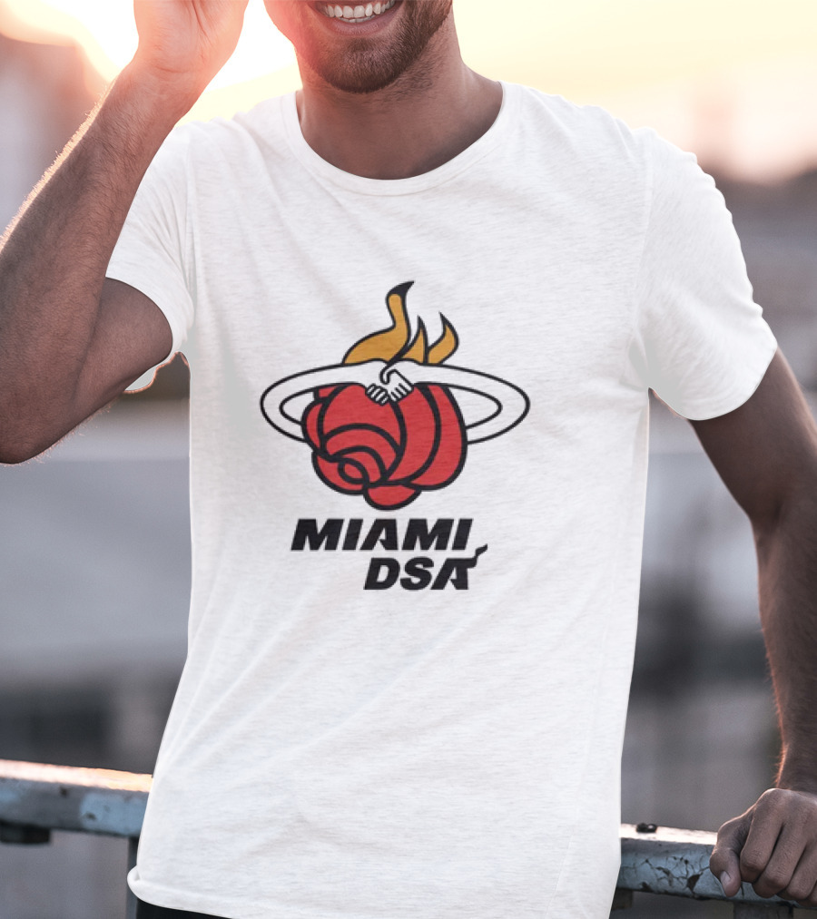 Miami DSA Rose With Flaming Basketball Iconic T-Shirt