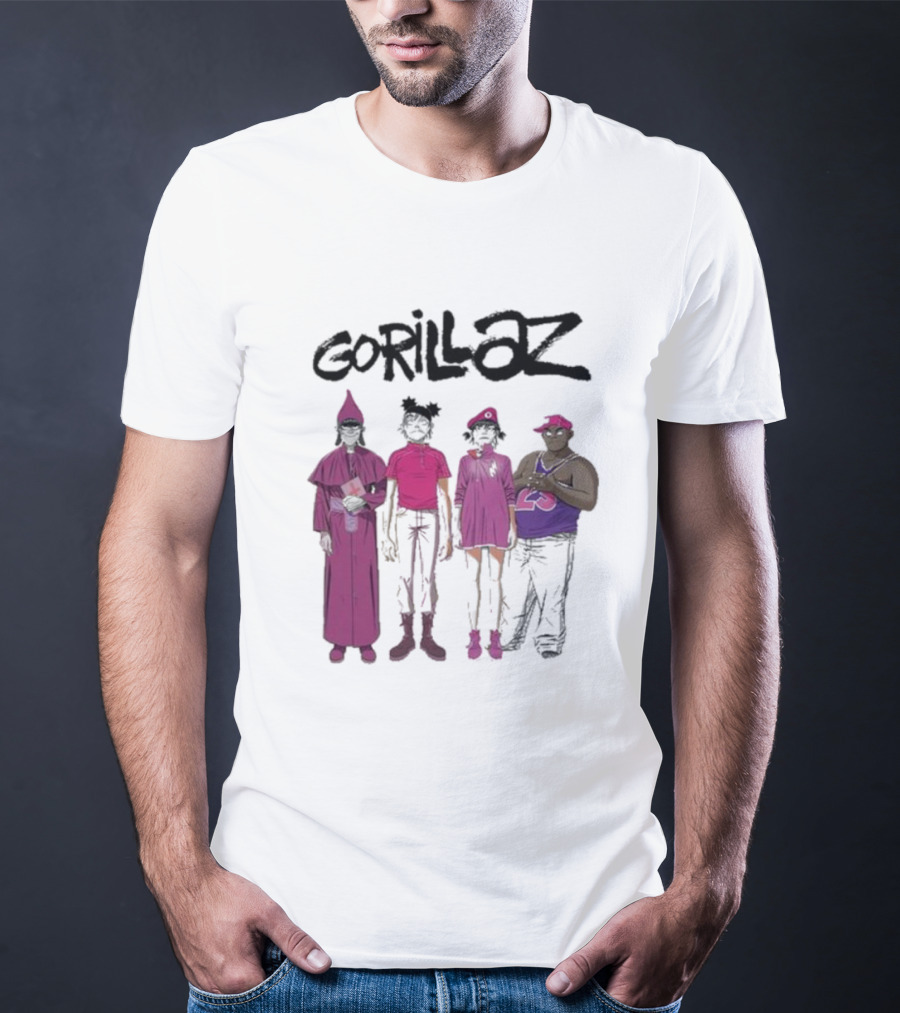 Gorillaz Cracker Island Group Art Standing Characters T-Shirt