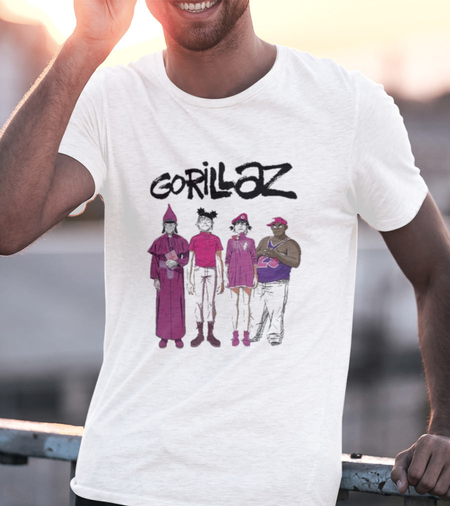 Gorillaz Cracker Island Group Art Standing Characters T-Shirt