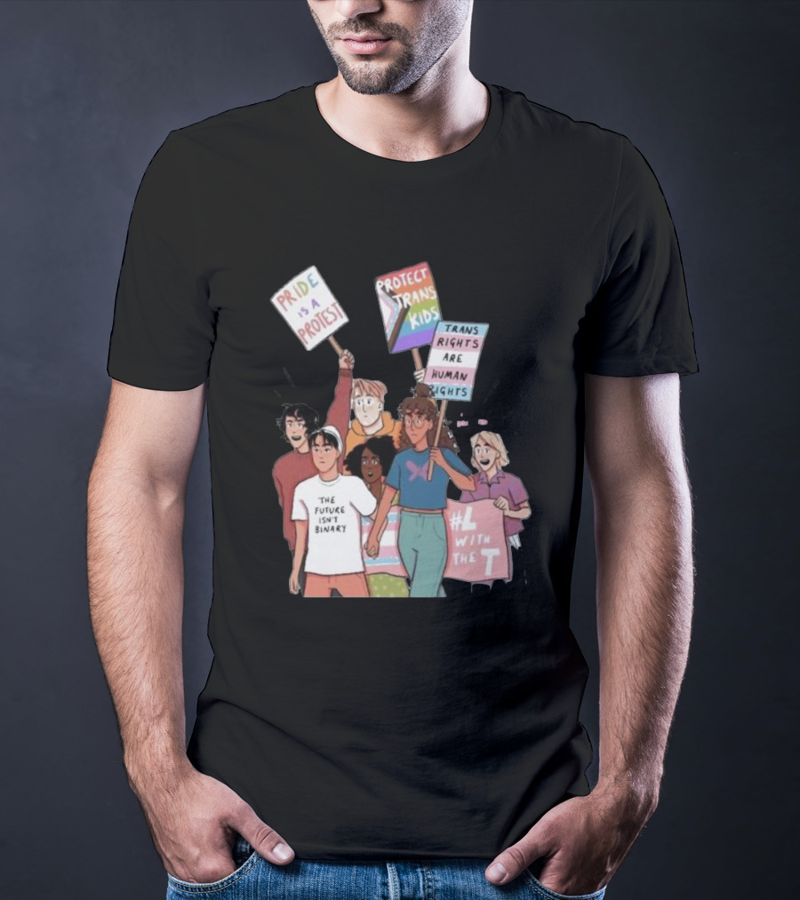 Heartstopper Pride Protest The Future Isn't Binary Protect Trans Kids Rights T-Shirt