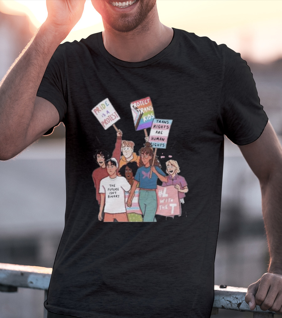 Heartstopper Pride Protest The Future Isn't Binary Protect Trans Kids Rights T-Shirt