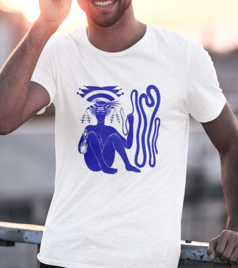 Hiatus Kaiyote Love Heart Cheat Code Abstract Blue Figure With Spiral Elements T-Shirt
