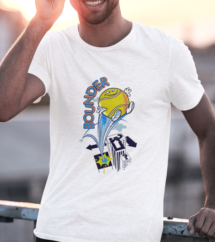 BOUNDING YELLOW CHARACTER ROOFTOP ADVENTURE T-Shirt