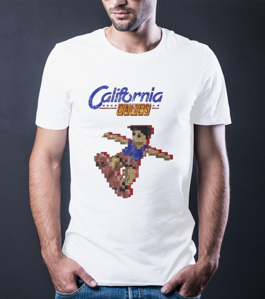 California Games Pixelated Skateboarding Retro Gaming T-Shirt