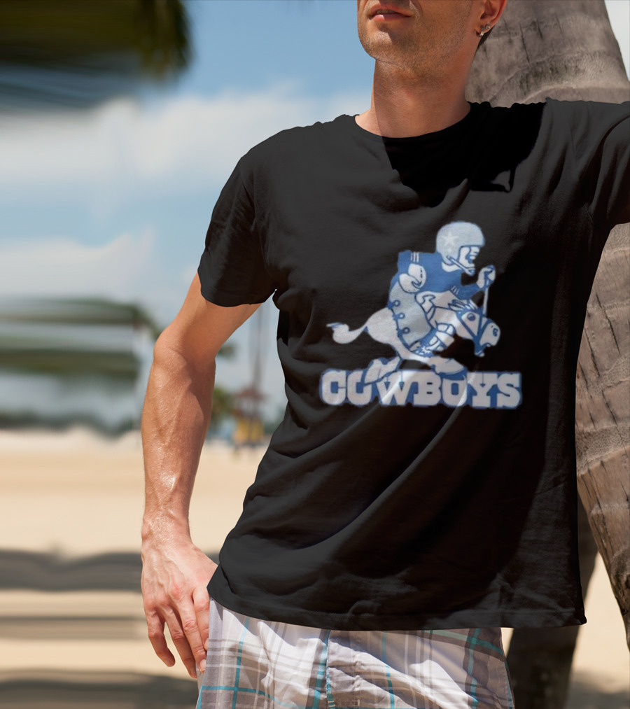 Dallas Cowboys Vintage Cowboy Riding Football Horse Logo 1966 T-Shirt