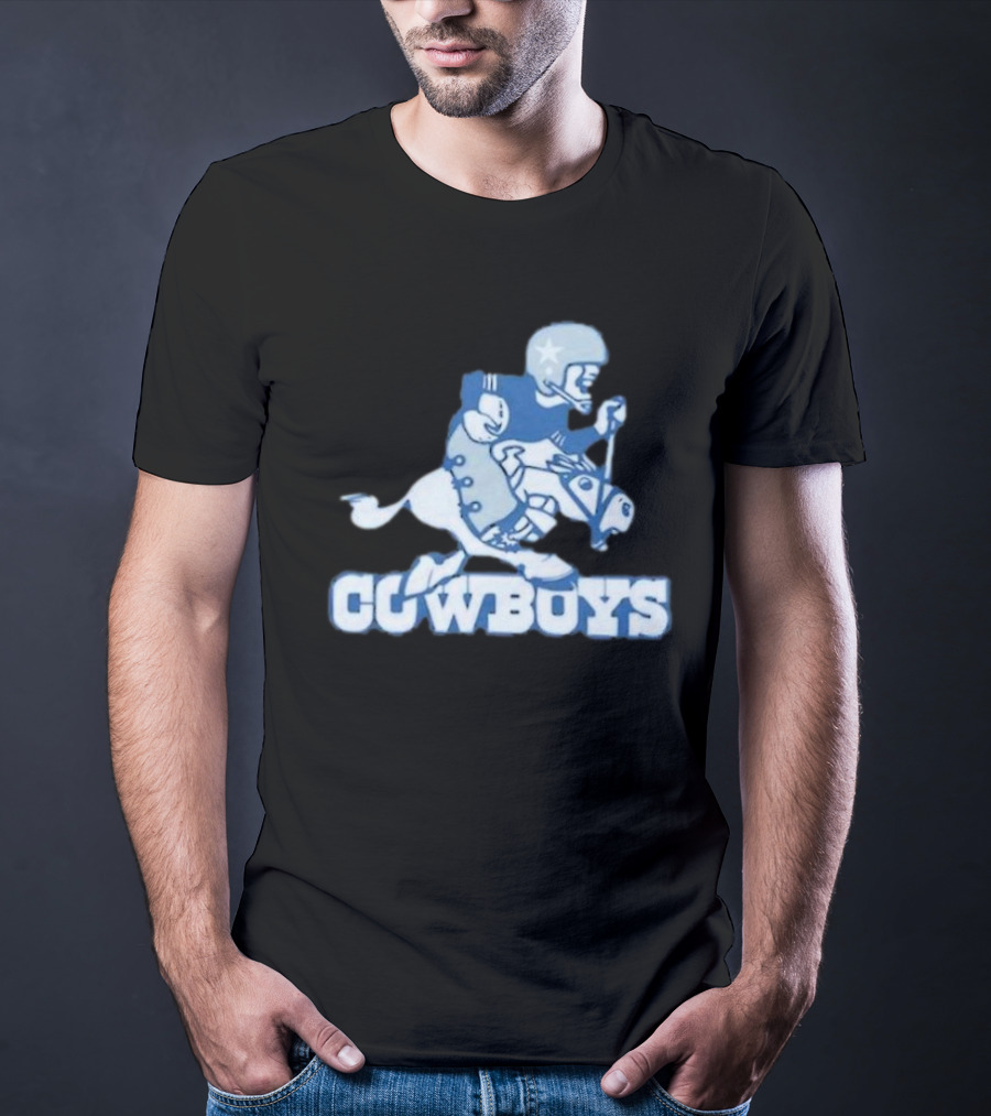 Dallas Cowboys Vintage Cowboy Riding Football Horse Logo 1966 T-Shirt