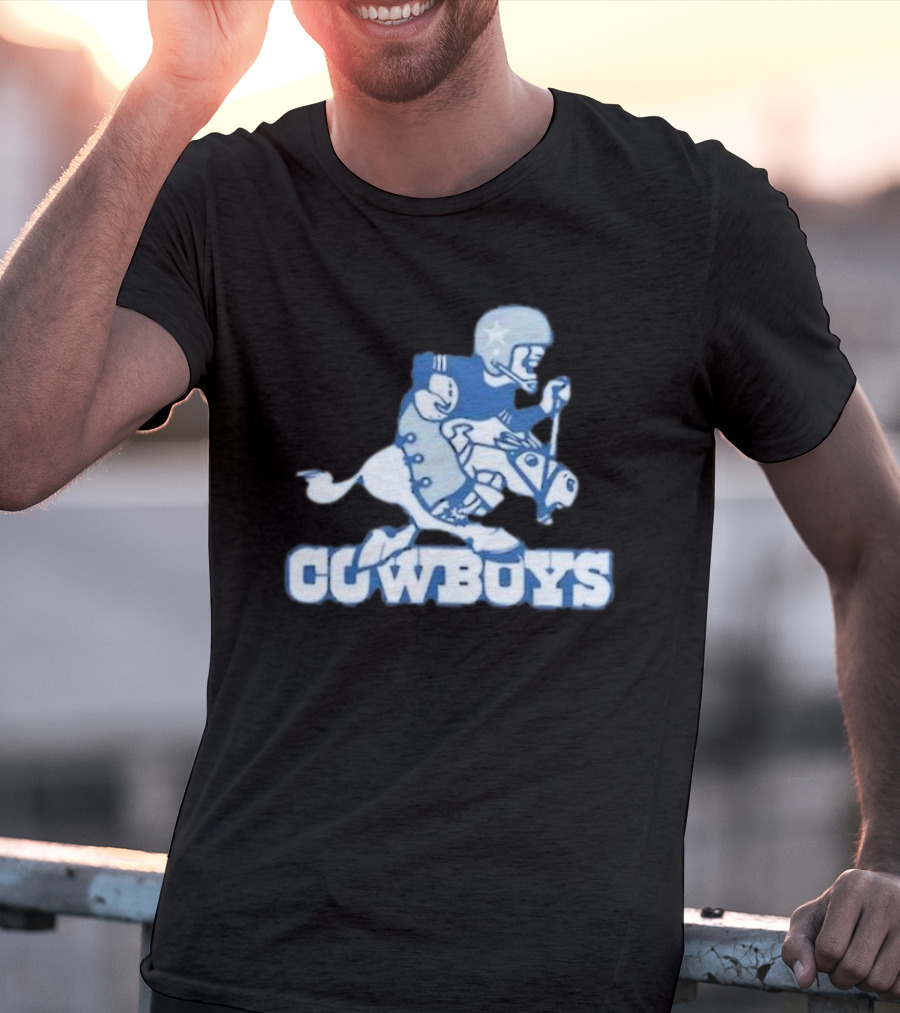 Dallas Cowboys Vintage Cowboy Riding Football Horse Logo 1966 T-Shirt