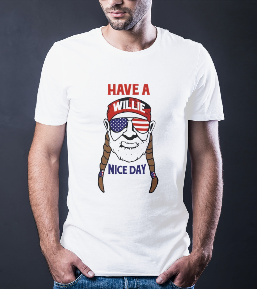Have A Willie Nice Day USA Bandana Sunglasses Braids T-Shirt