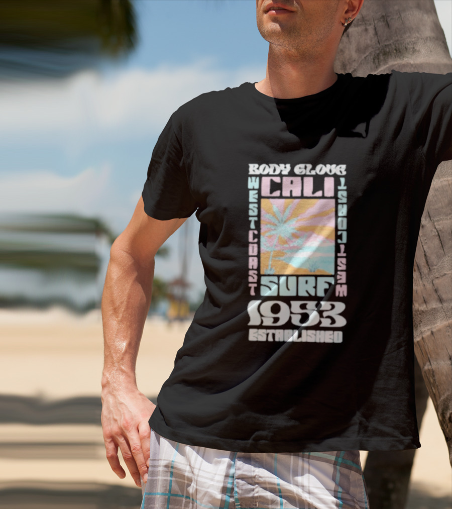 Body Glove Cali Surf 1953 Established West Coast Retro Palm Tree Ocean Waves T-Shirt
