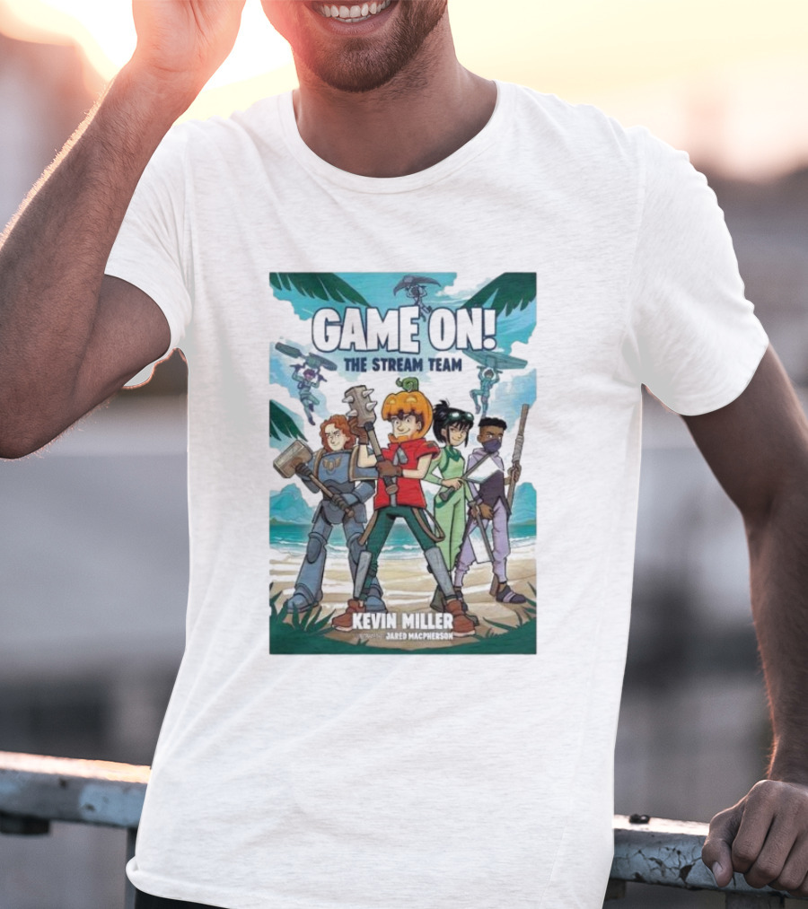 GAME ON THE STREAM TEAM KEVIN MILLER JARED MACPHERSON CHARACTERS PALM TREES ADVENTURE T-Shirt