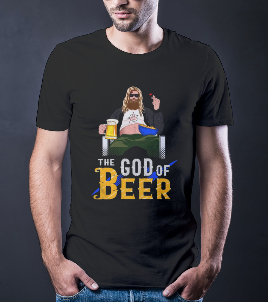 The God Of Beer Fat Thor With Sunglasses And Beer Mug T-Shirt