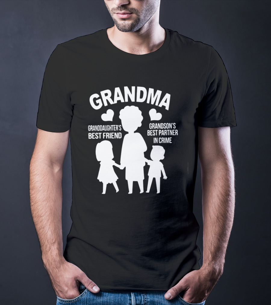 Grandma Granddaughter's Best Friend Grandson's Best Partner In Crime Hearts T-Shirt
