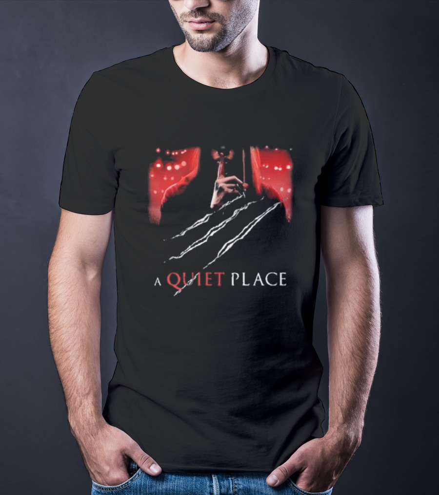 A Quiet Place Red Intensity Shushing With Scratches T-Shirt