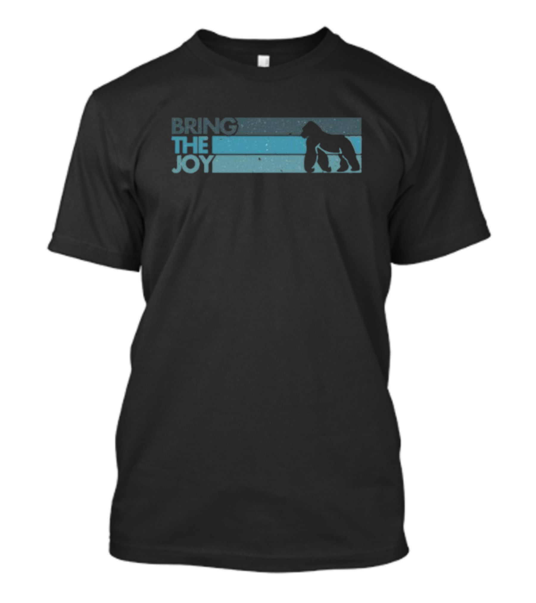Bring The Joy Gorilla Silhouette Blue Stripes T-Shirt