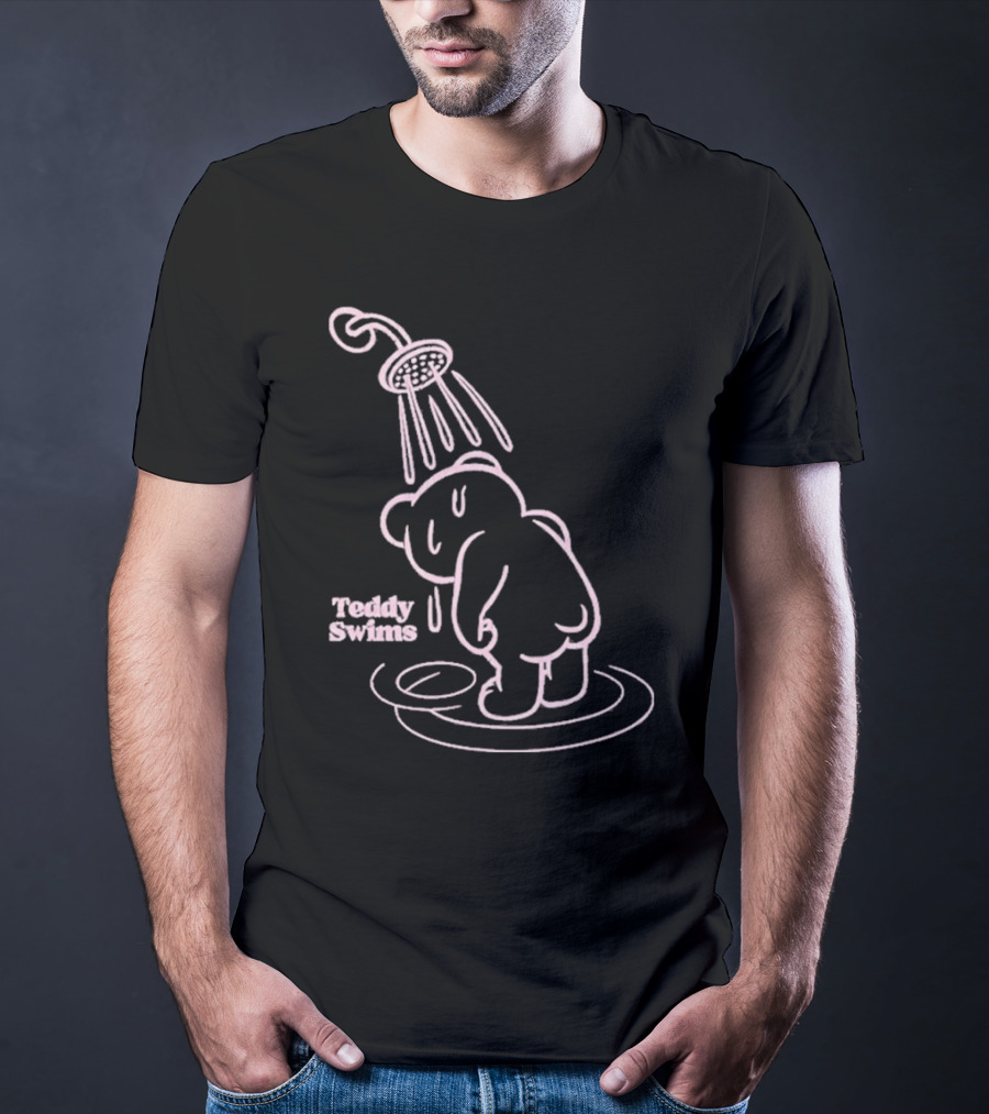 Teddy Swims Bear Under Shower Sad Broken Heart T-Shirt