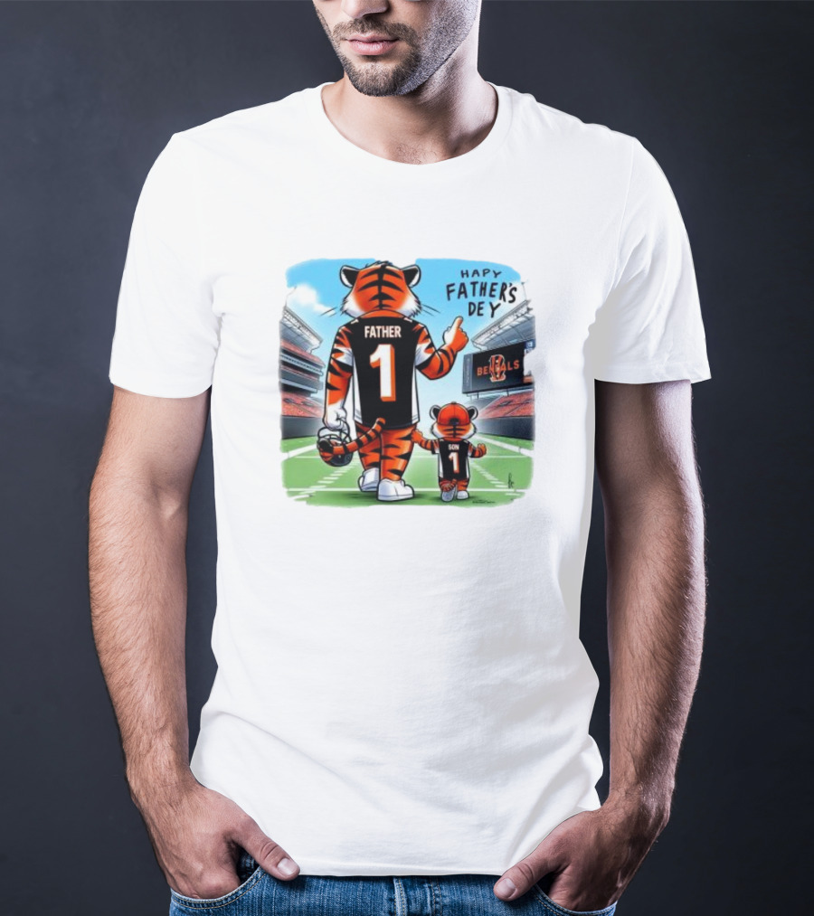 Cincinnati Bengals Mascot Father Son Happy Father’s Day T-Shirt