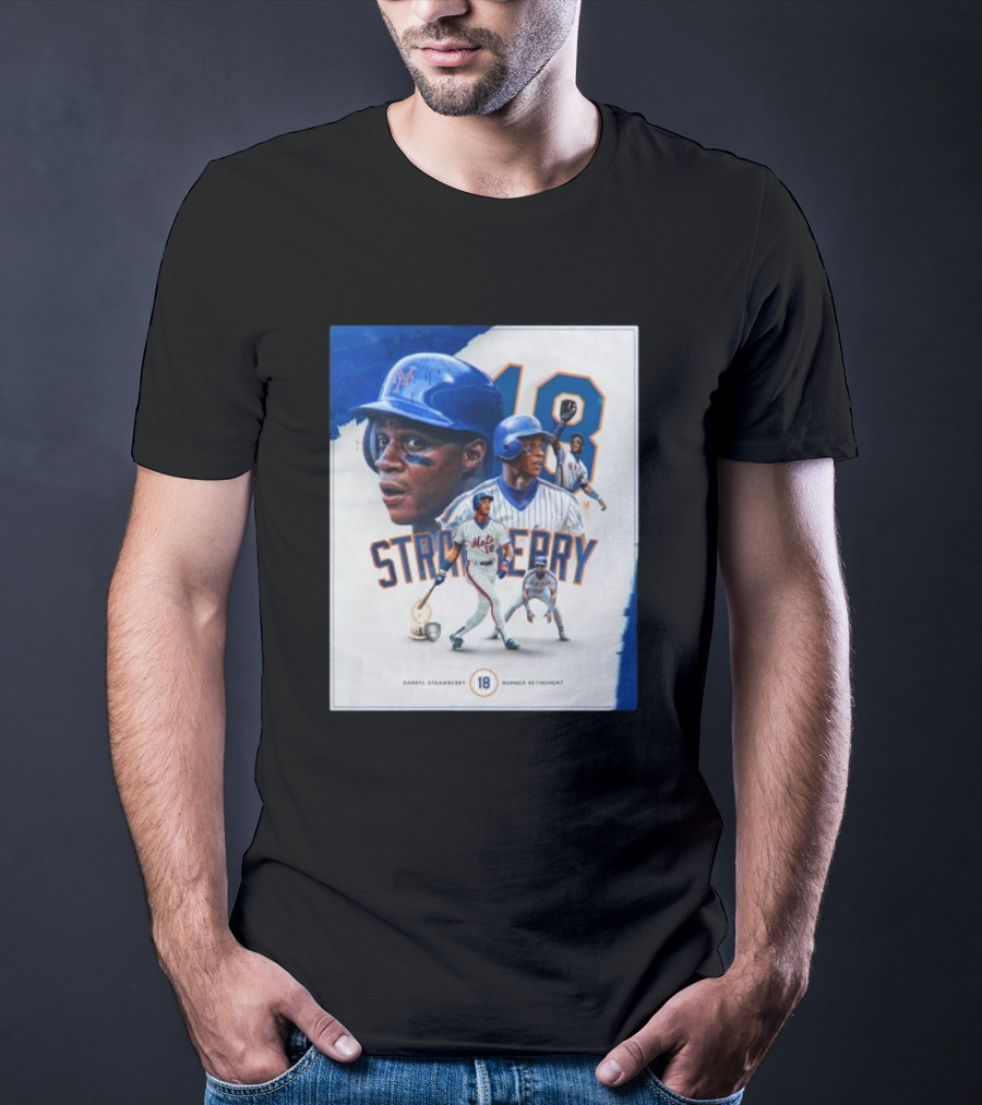 Darryl Strawberry Mets 18 Number Retirement Celebration With Iconic Baseball T-Shirt