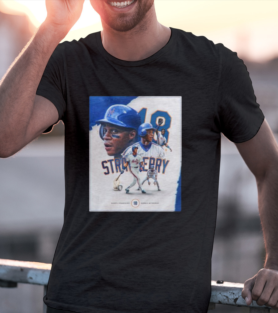Darryl Strawberry Mets 18 Number Retirement Celebration With Iconic Baseball T-Shirt