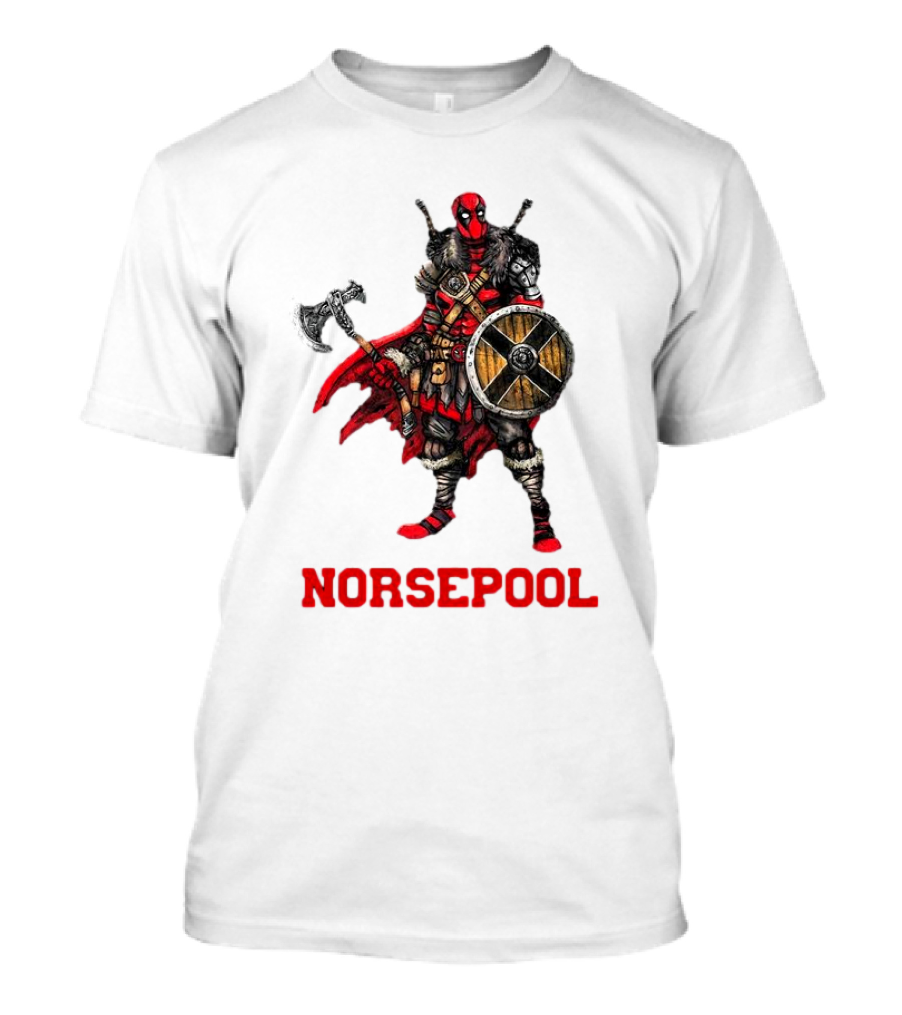 Deadpool Norsepool Viking Warrior With Axe And Shield T-Shirt