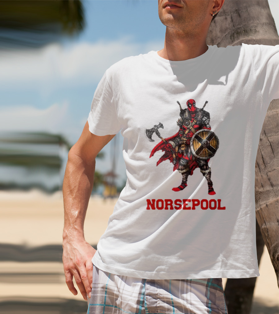 Deadpool Norsepool Viking Warrior With Axe And Shield T-Shirt
