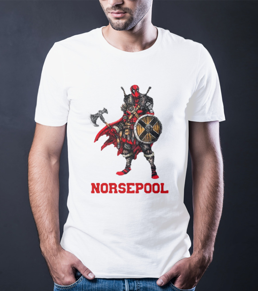 Deadpool Norsepool Viking Warrior With Axe And Shield T-Shirt