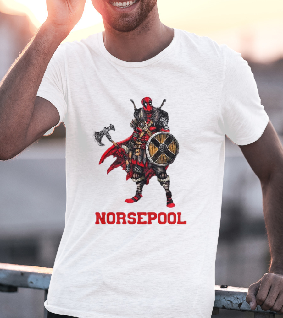 Deadpool Norsepool Viking Warrior With Axe And Shield T-Shirt
