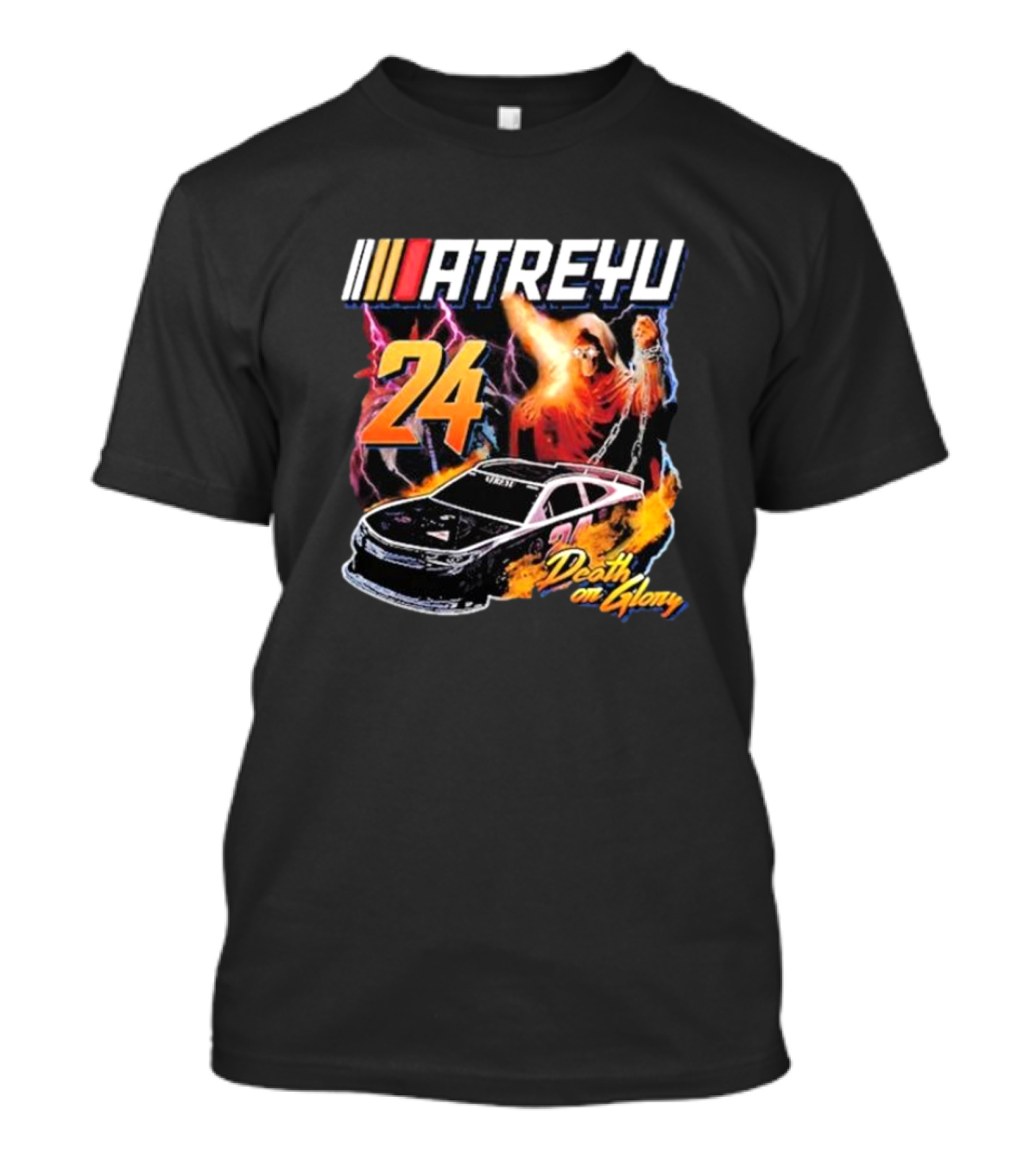 ATREYU 24 Death Or Glory Racing Theme With Flaming Car And Lightning Chains T-Shirt