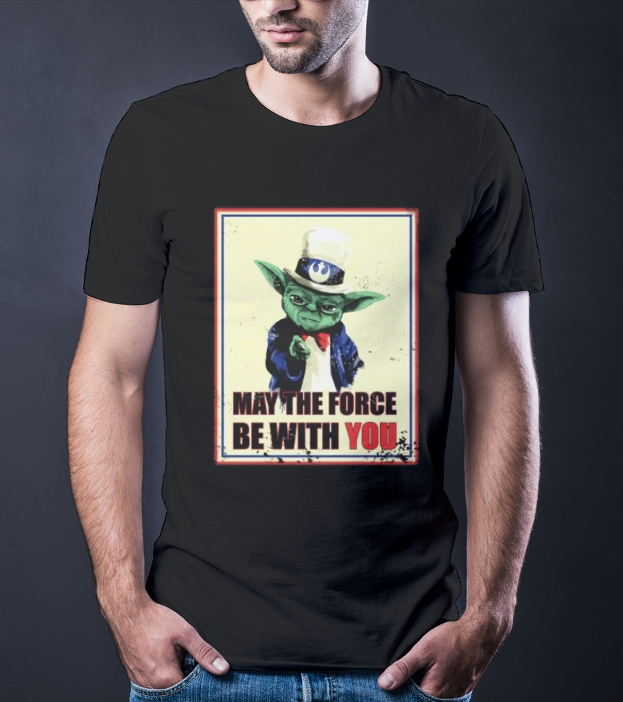 Baby Yoda May The Force Be With You Uncle Sam T-Shirt