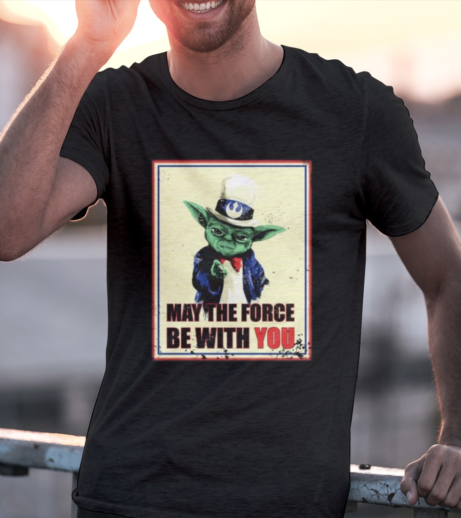 Baby Yoda May The Force Be With You Uncle Sam T-Shirt