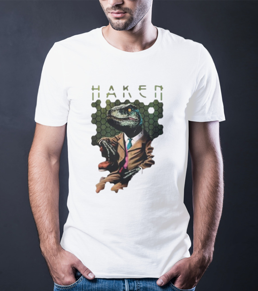 Haken Raptor Sophisticated Dinosaur In Suit T-Shirt