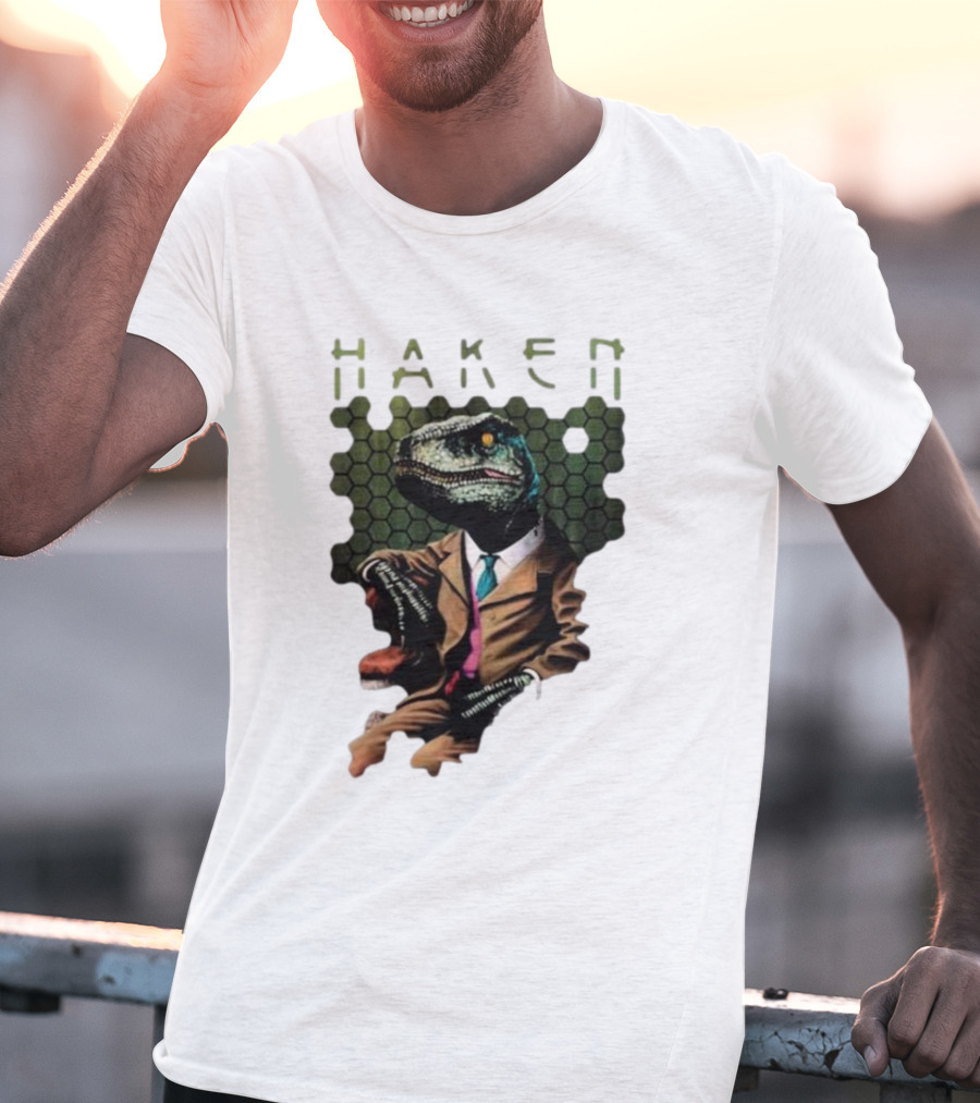 Haken Raptor Sophisticated Dinosaur In Suit T-Shirt
