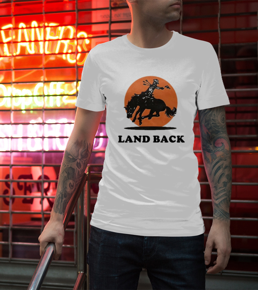Krime Land Back Cowboy Silhouette With Orange Circle T-Shirt