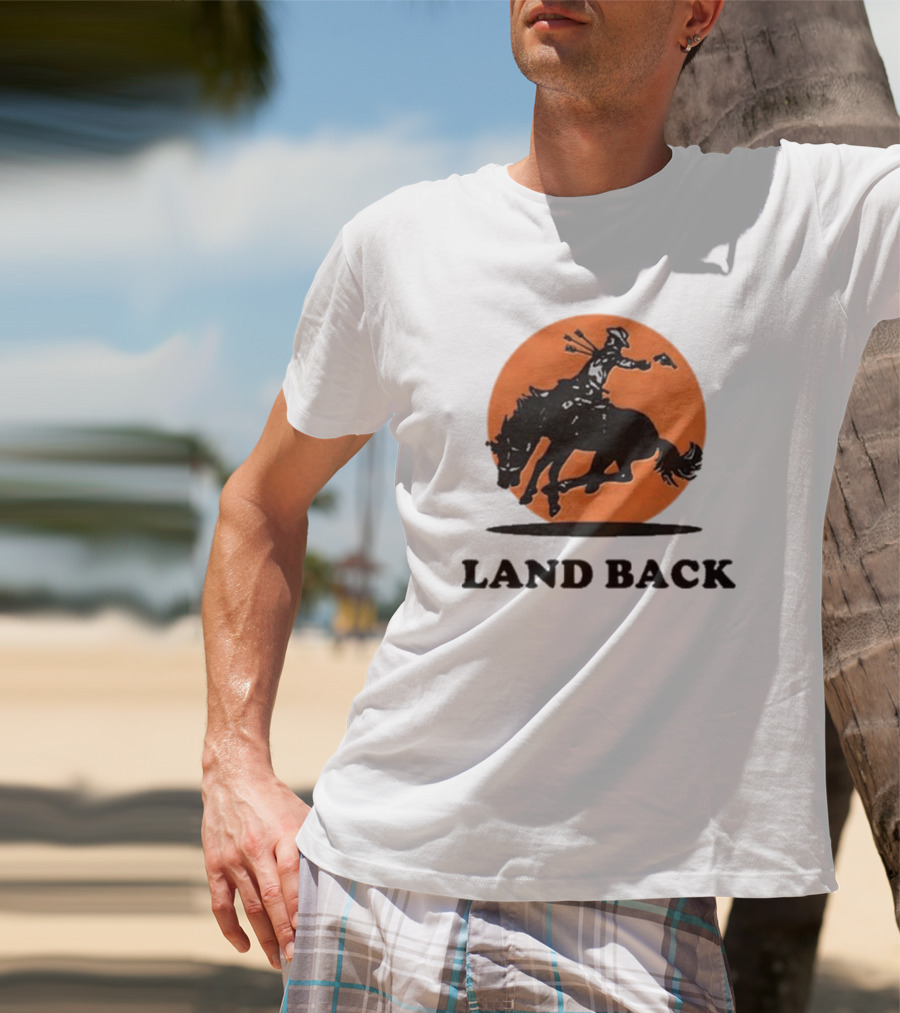 Krime Land Back Cowboy Silhouette With Orange Circle T-Shirt