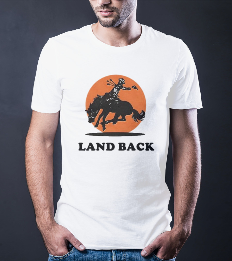 Krime Land Back Cowboy Silhouette With Orange Circle T-Shirt