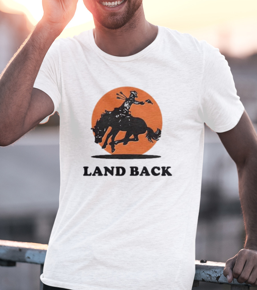 Krime Land Back Cowboy Silhouette With Orange Circle T-Shirt