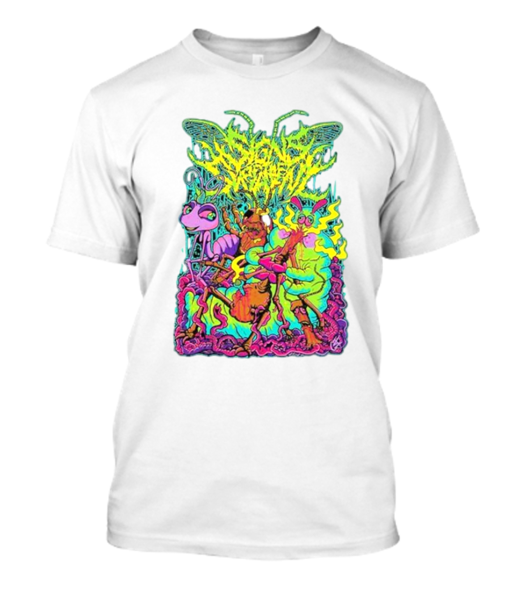 Signs Of The Swarm A Swarm’s Life Neon Psychedelic Insect Adventure T-Shirt