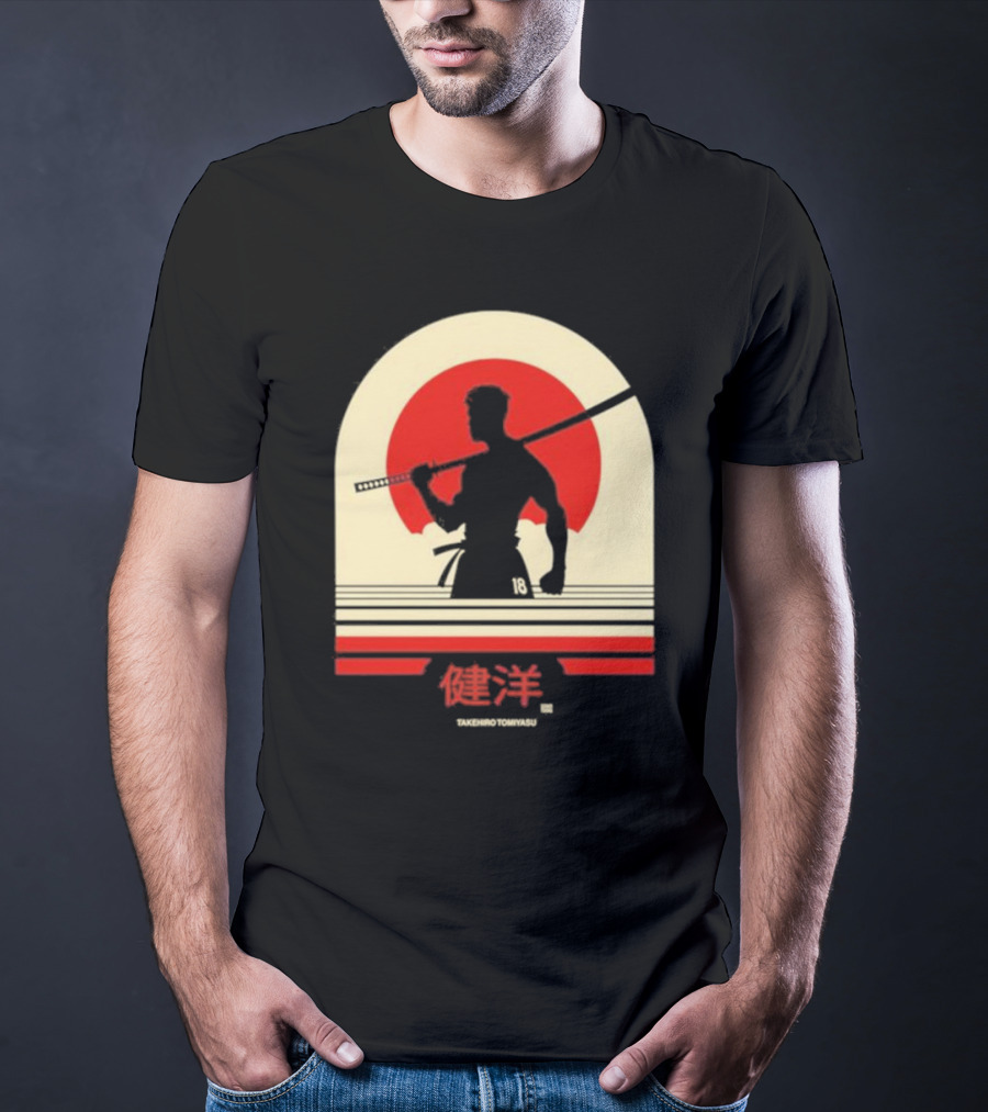 TAKEHIRO TOMIYASU 18 Retro Japanese Samurai T-Shirt