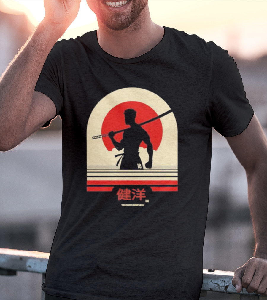 TAKEHIRO TOMIYASU 18 Retro Japanese Samurai T-Shirt