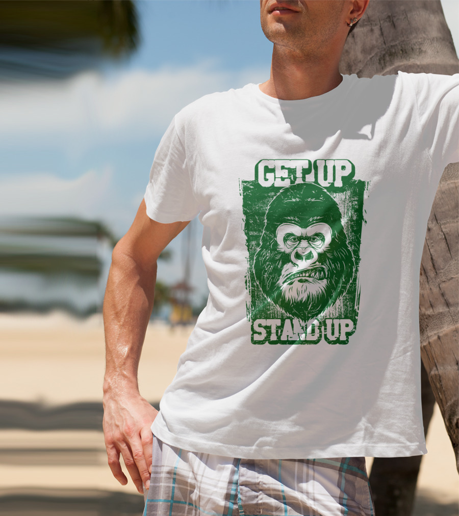 GET UP STAND UP Gorilla Face T-Shirt