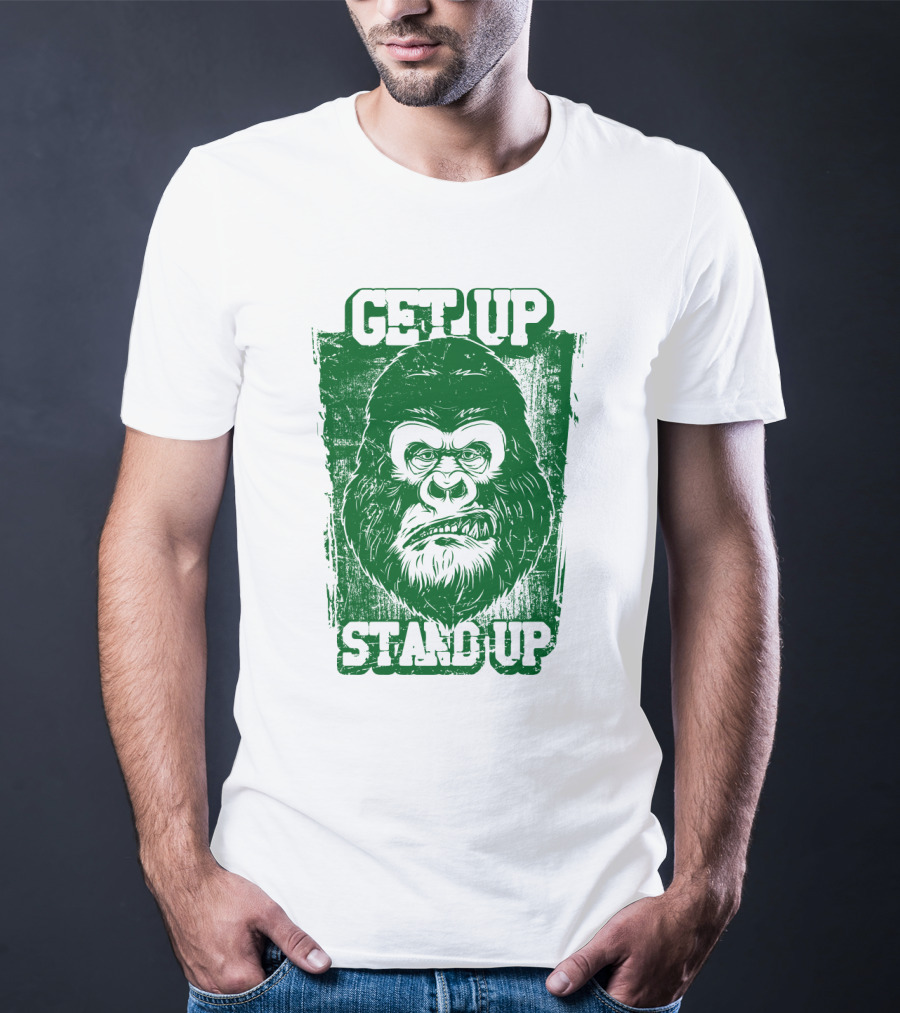 GET UP STAND UP Gorilla Face T-Shirt